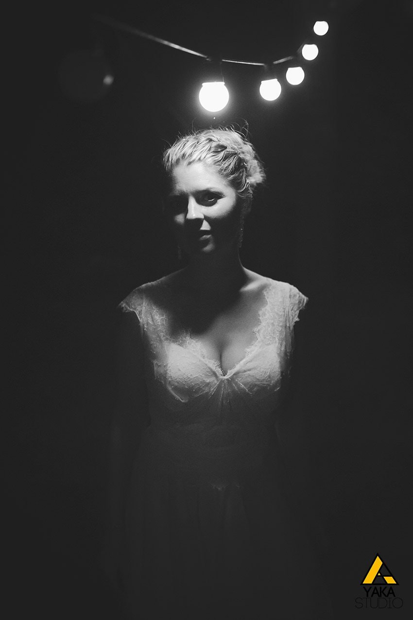 Portrait de mariée en noir et blanc réalisé près de Toulouse